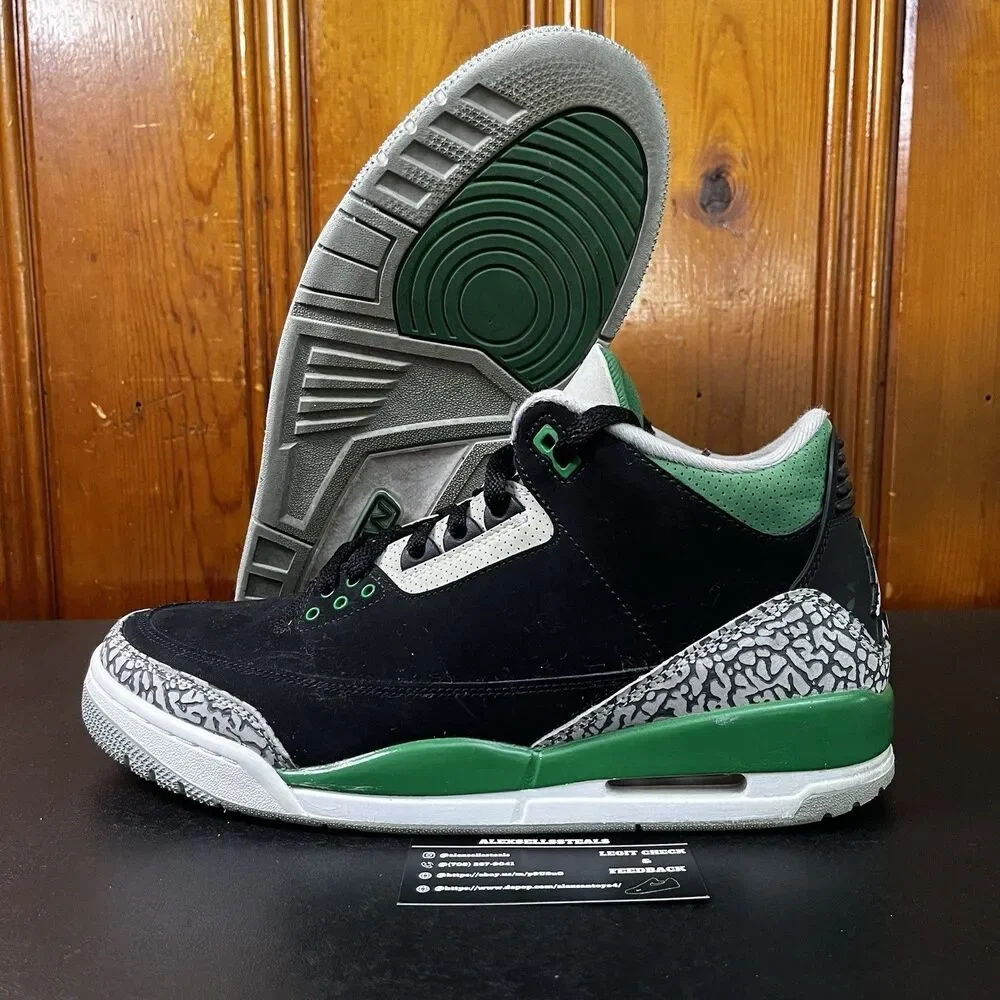 Air Jordan 3 Retro Pine Green/Black Size 11 Men CT8532-030 NO BOX USED